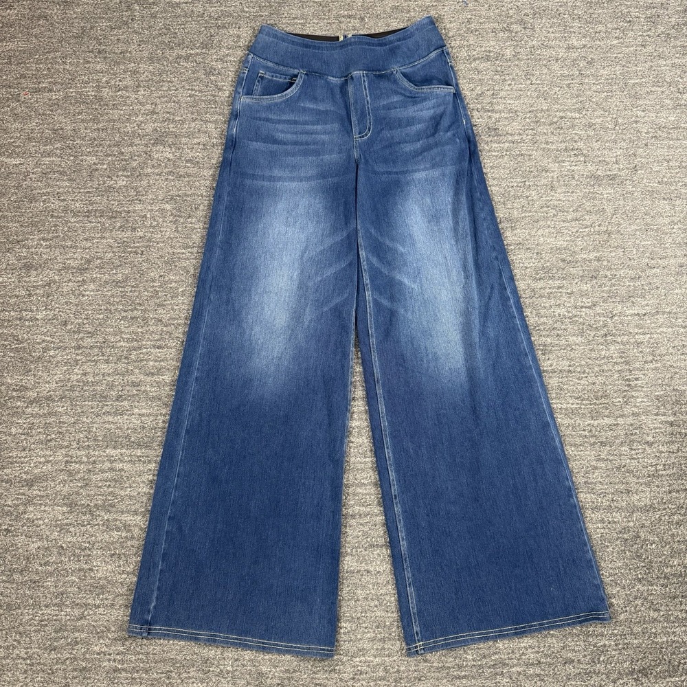 Halara Flex Baggy Wide Leg Jeans Small Pull On Blue Denim Stretch Lightweight - Picture 1 of 9
